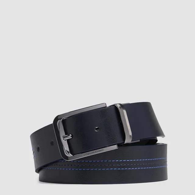 Piquadro Blue Square Gürtel Blau-Schwarz Reversibel Leder