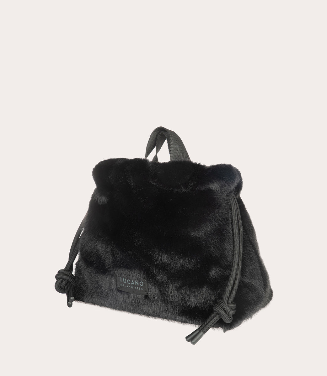 Tucano Nina Fur Beautybag Schwarz Plüsch Kordelzug