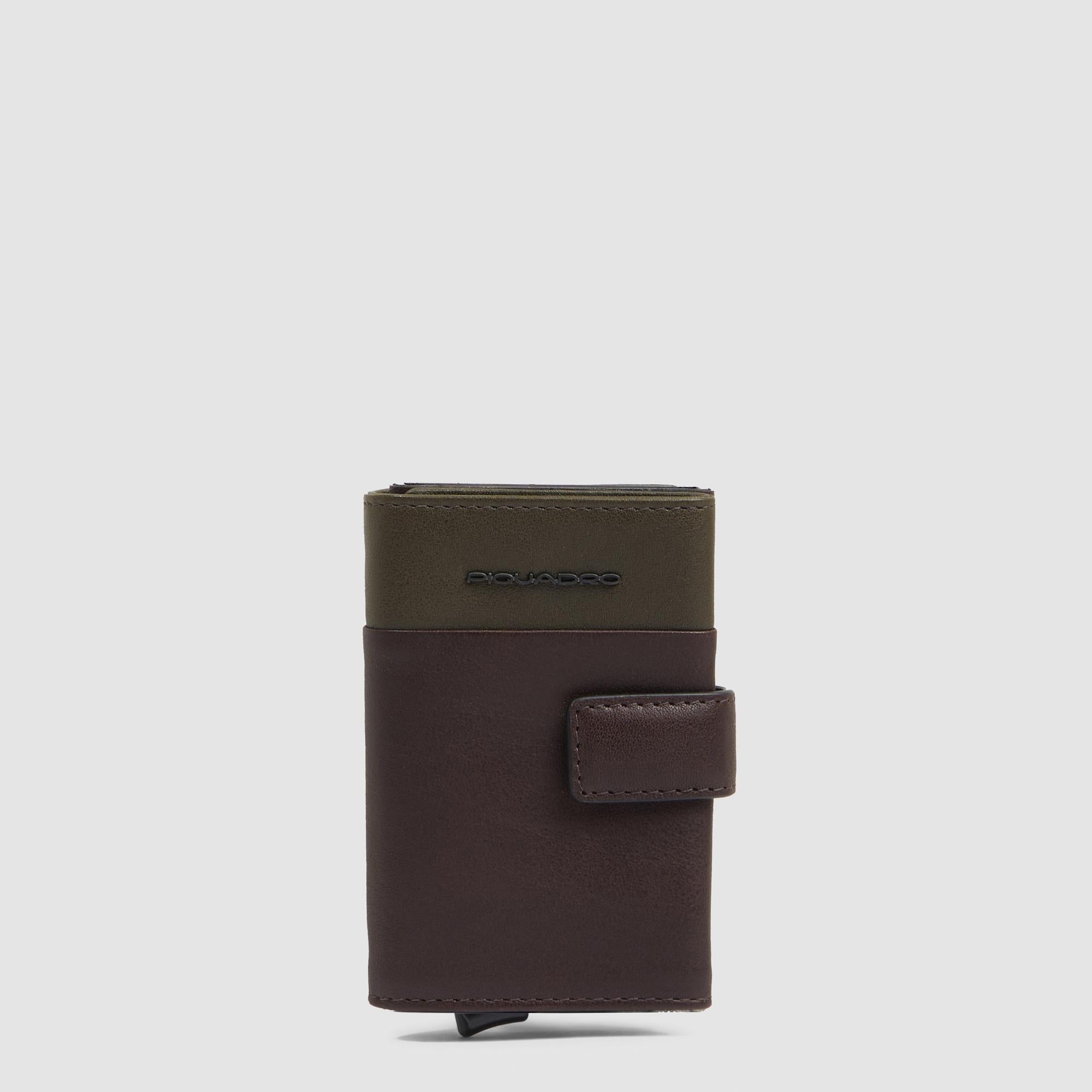 Piquadro Black Square Automatik Kartenetui BLUTM Leder RFID