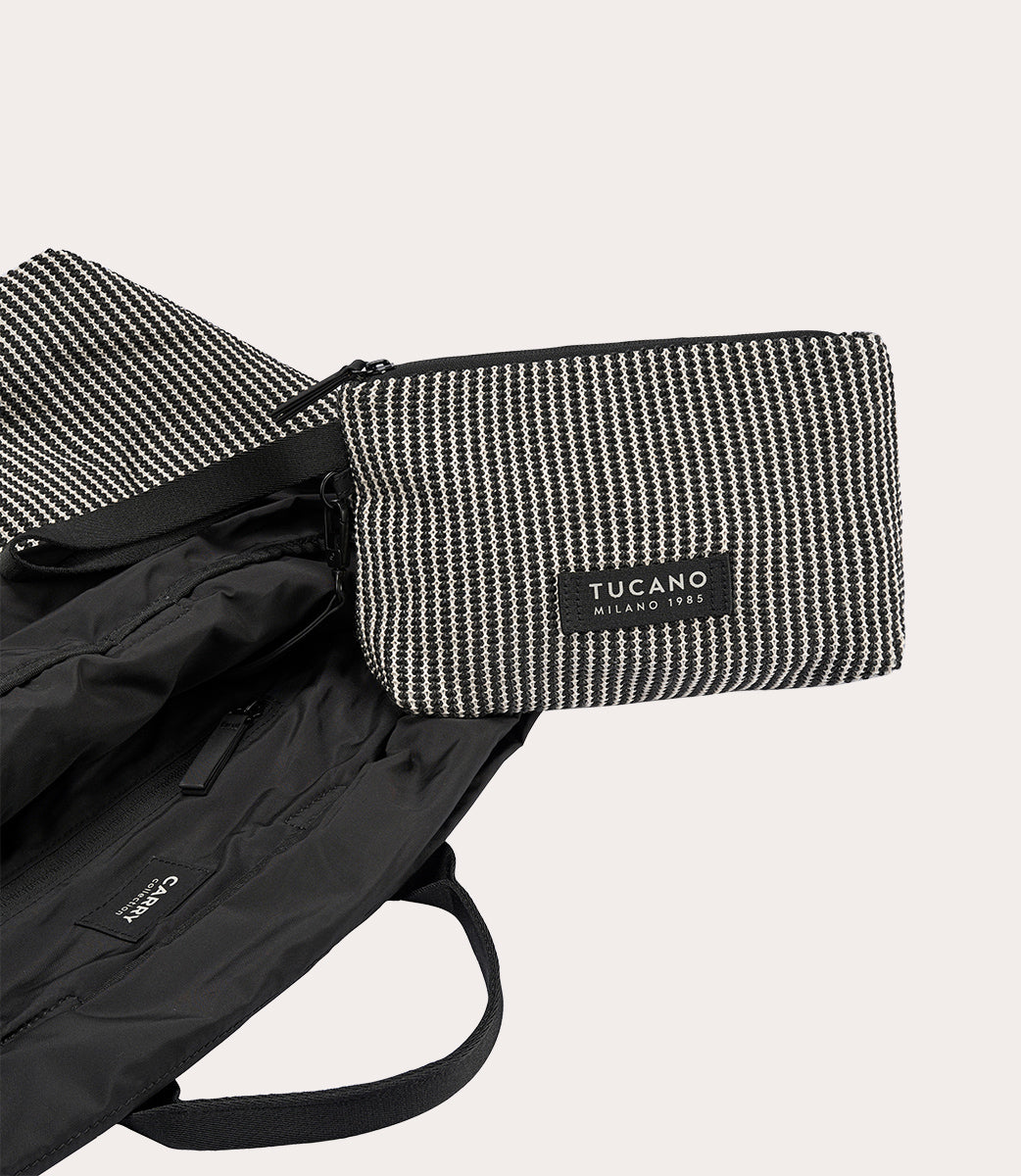 Tucano Carry Cleo Medium Shopper Stroh-Optik Schwarz
