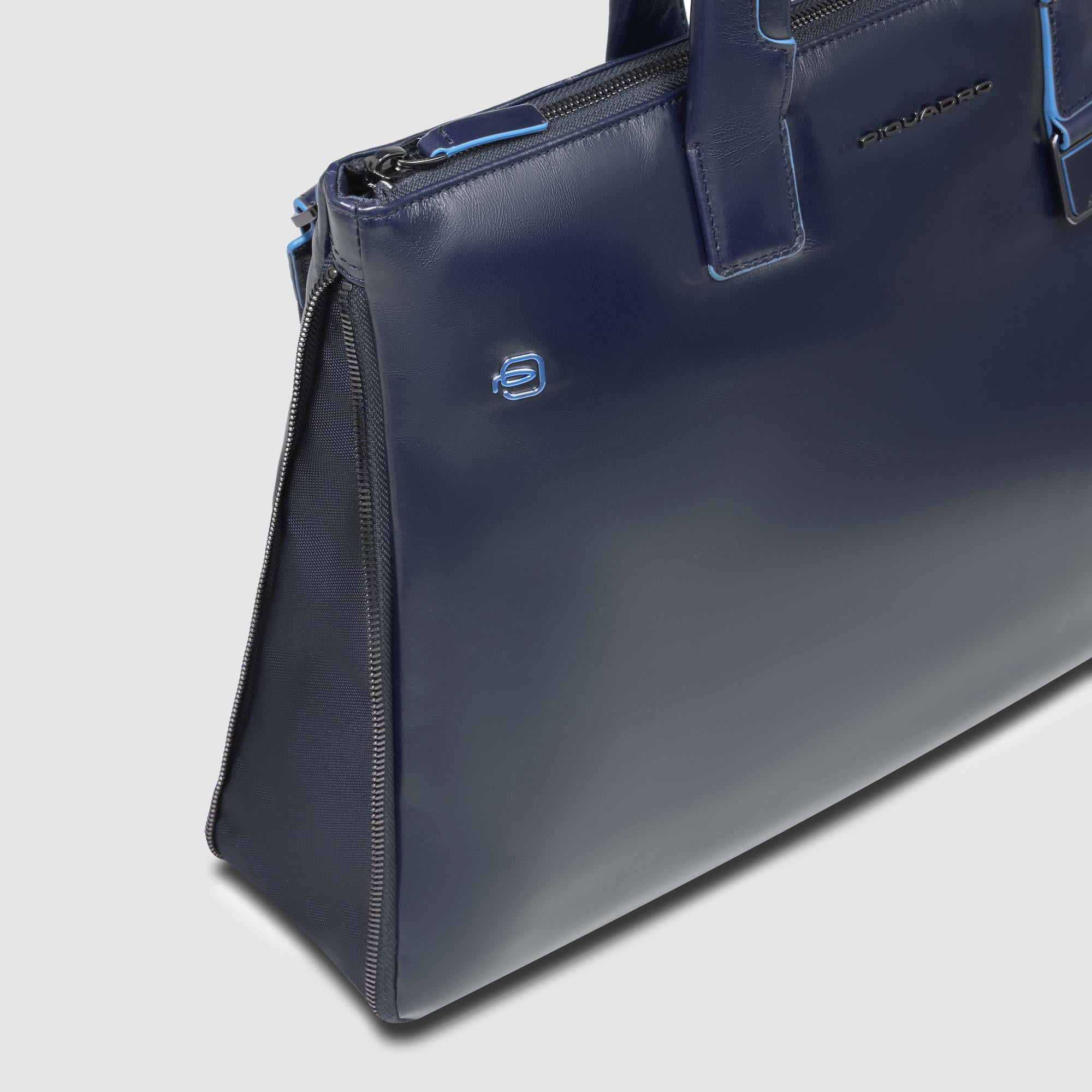 Piquadro Modus Laptoptasche 15,6 Zoll Leder Schwarz Erweiterbar
