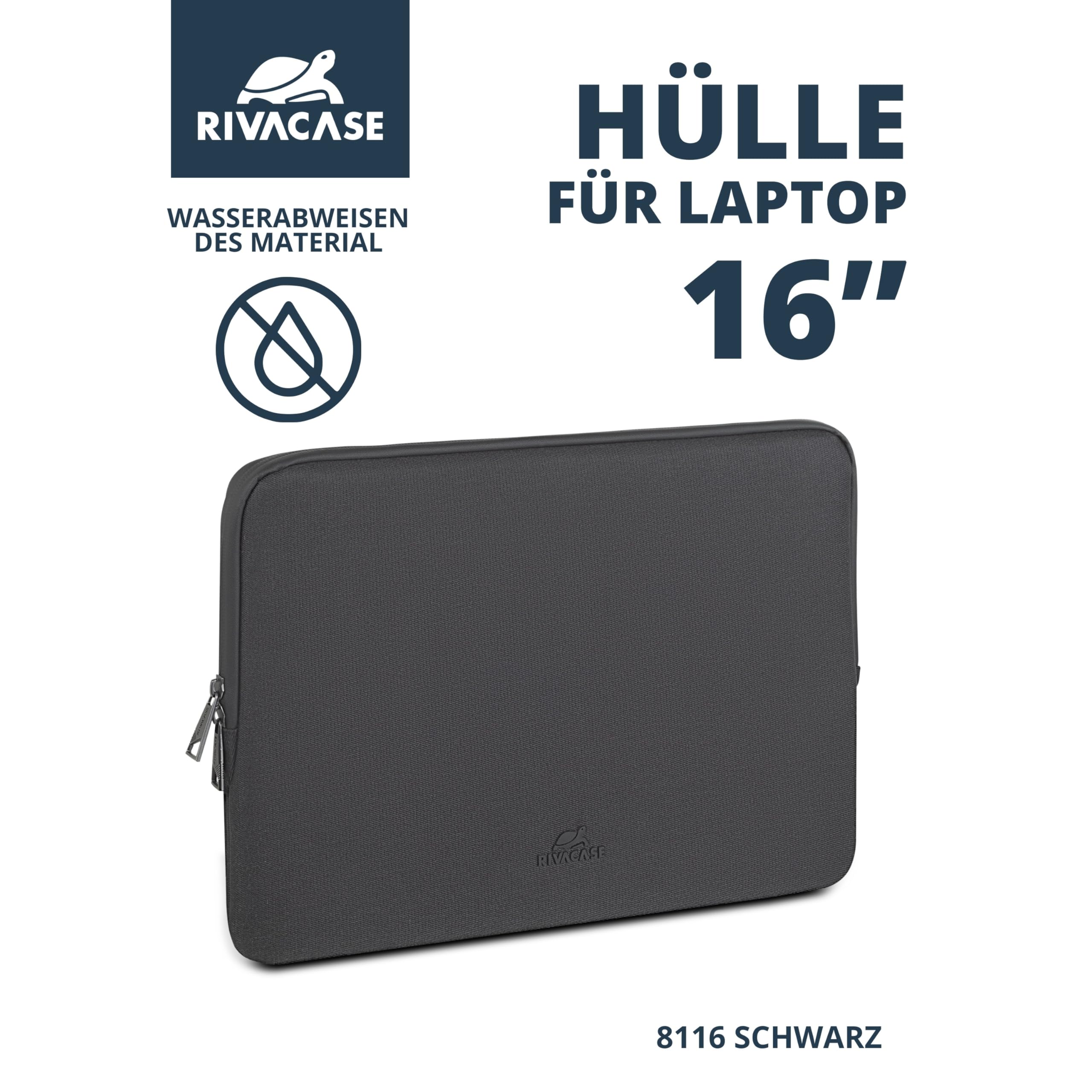 RIVACASE Borneo ECO Laptophülle 16 Zoll schwarz wasserabweisend