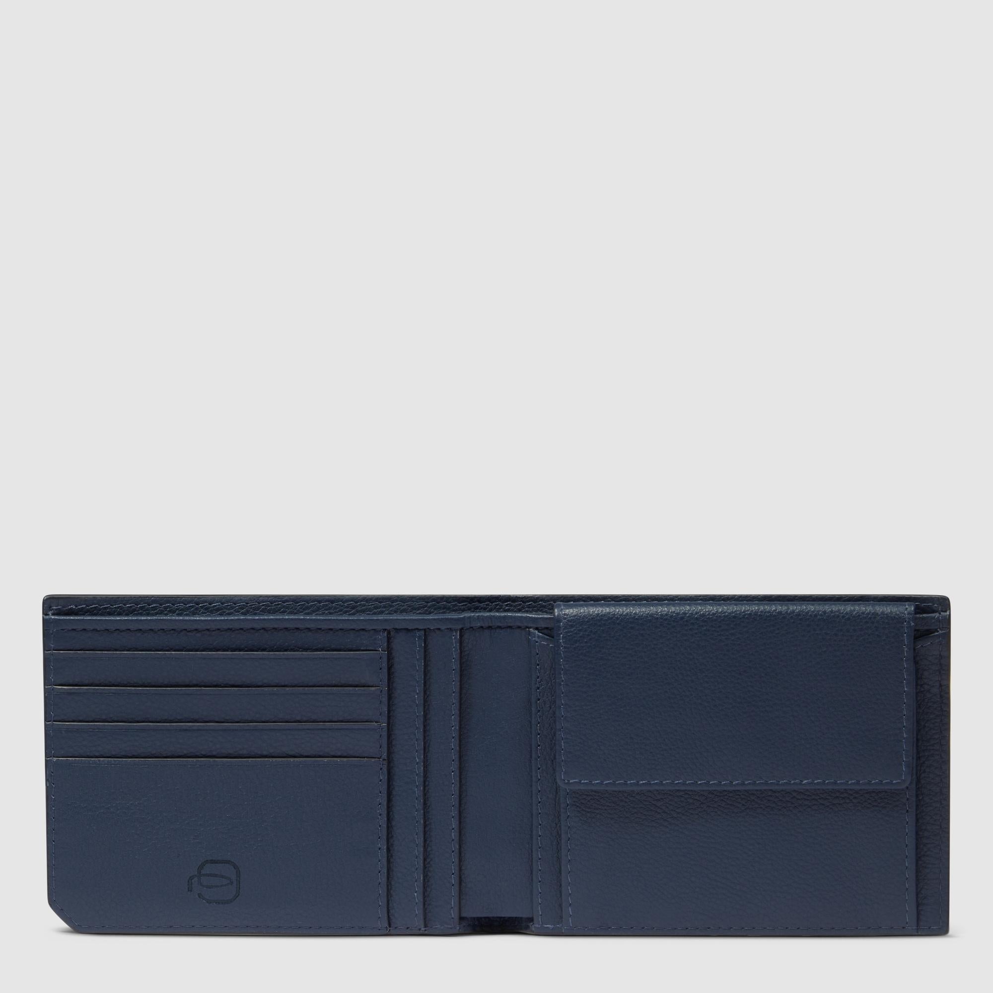 Piquadro Blue Square Geldbörse Leder schwarz RFID Münzfach