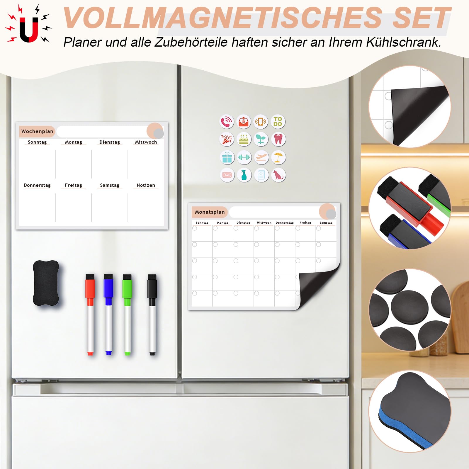 Arvok Travel Accessories Magnetplaner A3 Wochen Monats Set
