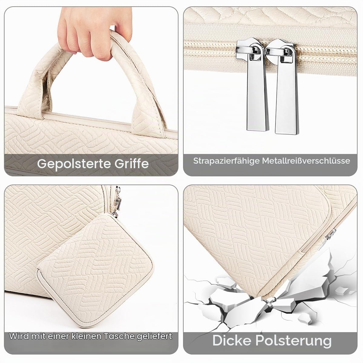Arvok Business Sleeve 15,6 Zoll Weiß mit Griff
