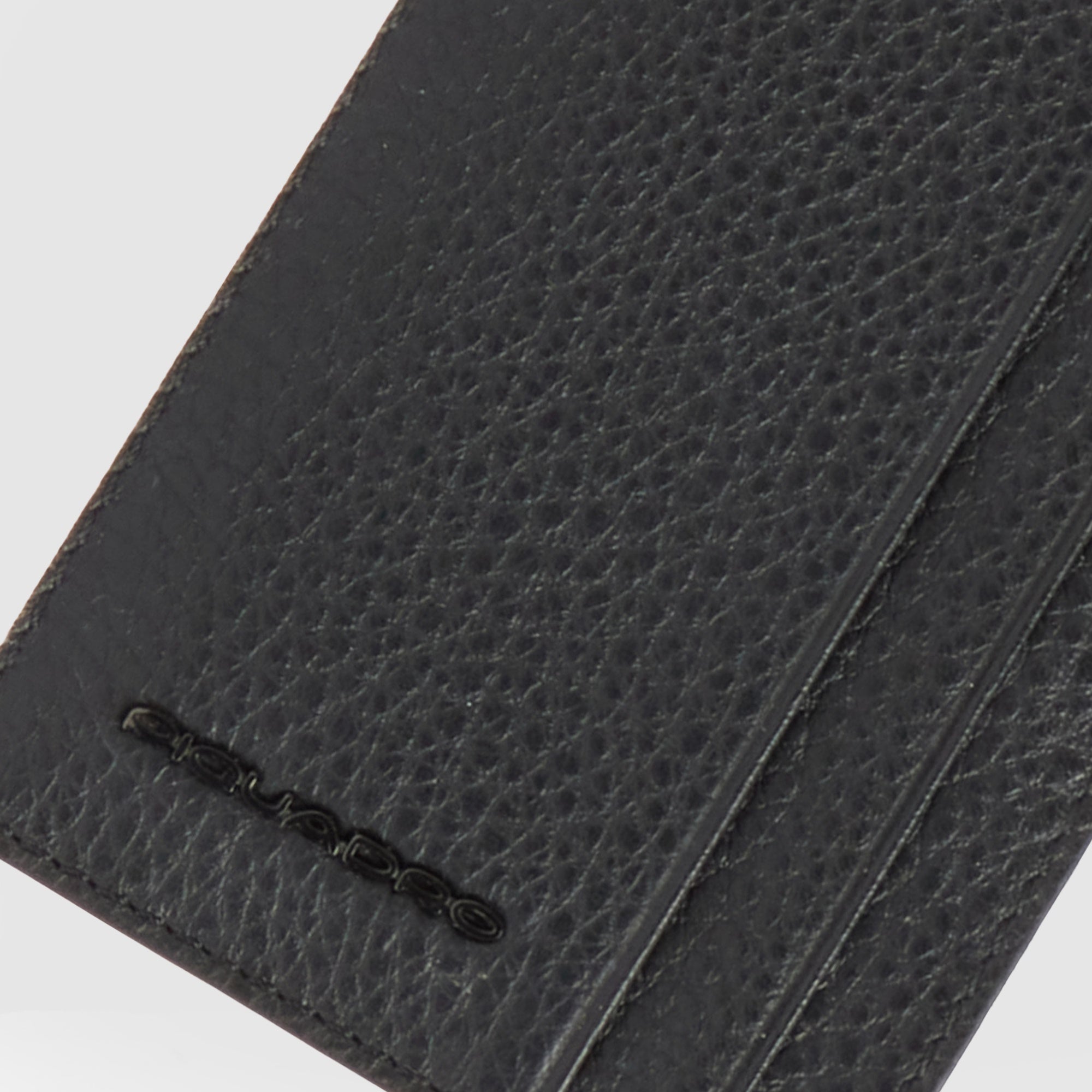 Piquadro Black Square Kartenetui Leder Schwarz dünn