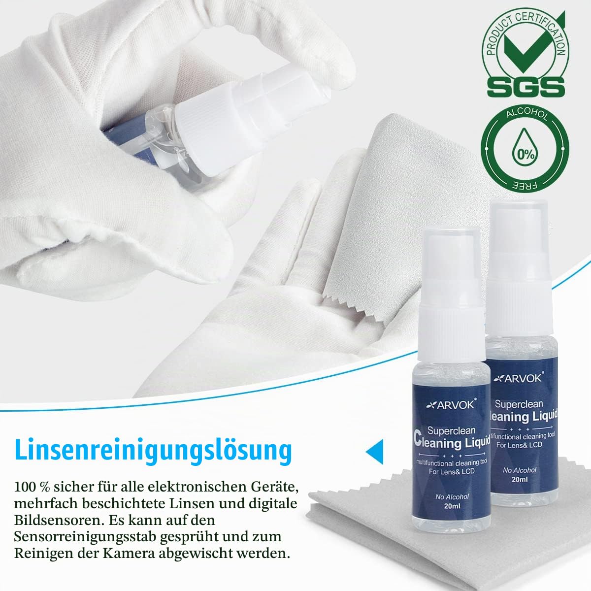 ARVOK Travel Kamera Reinigungsset 32-tlg mit Tasche Blasebalg