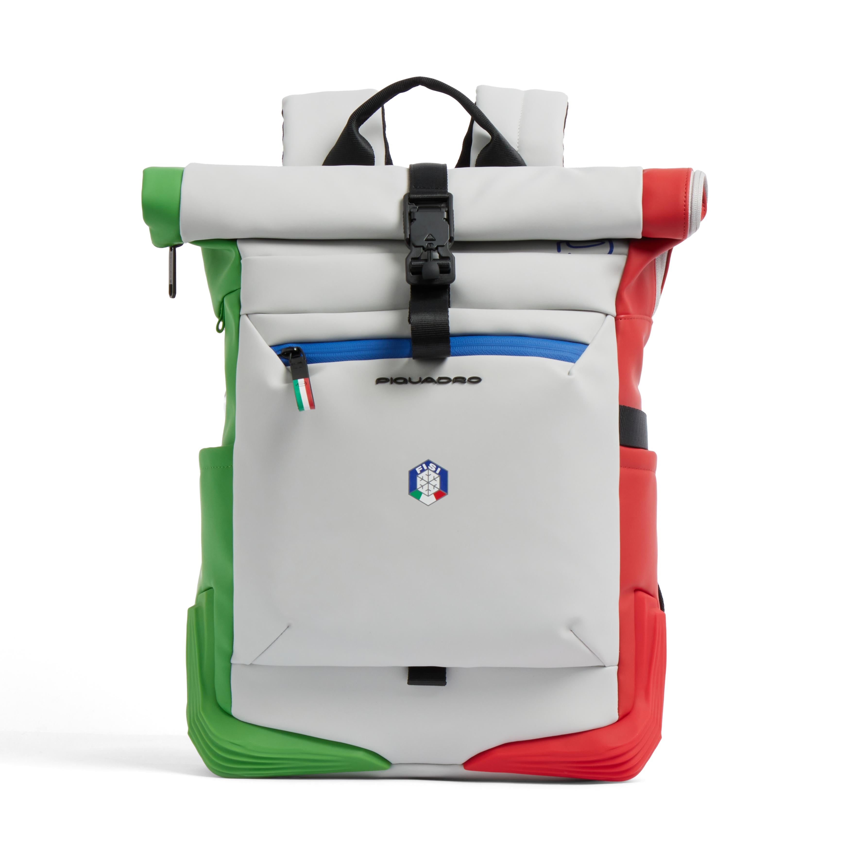 Piquadro Corner 2.0 Roll-Top Rucksack FISI Braun Laptopfach