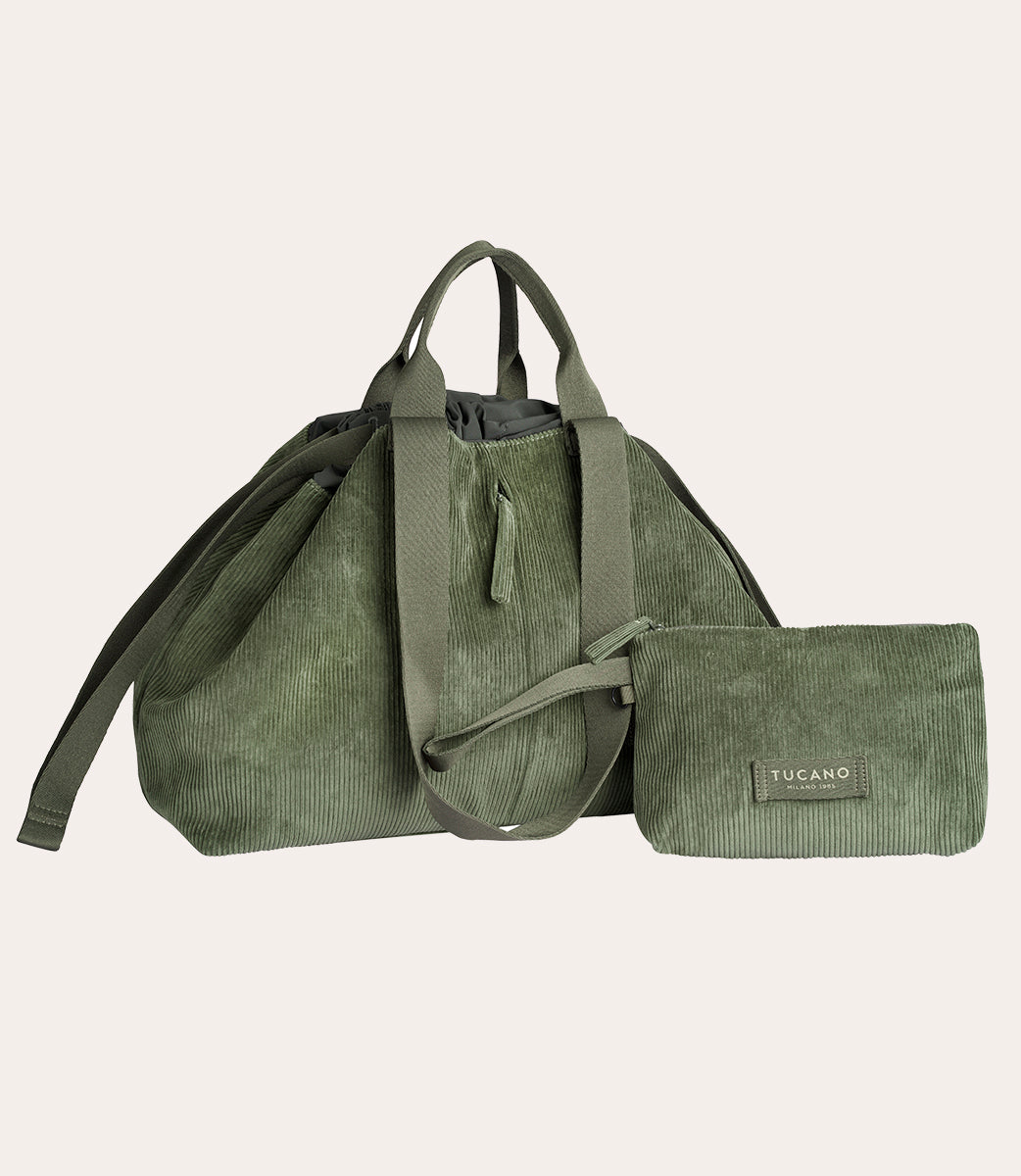 Tucano Carry Corduroy Medium Shopper Grün Samt