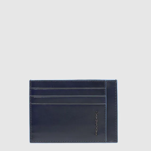 Piquadro Black Square Kartenetui Schwarz Flach Leder RFID
