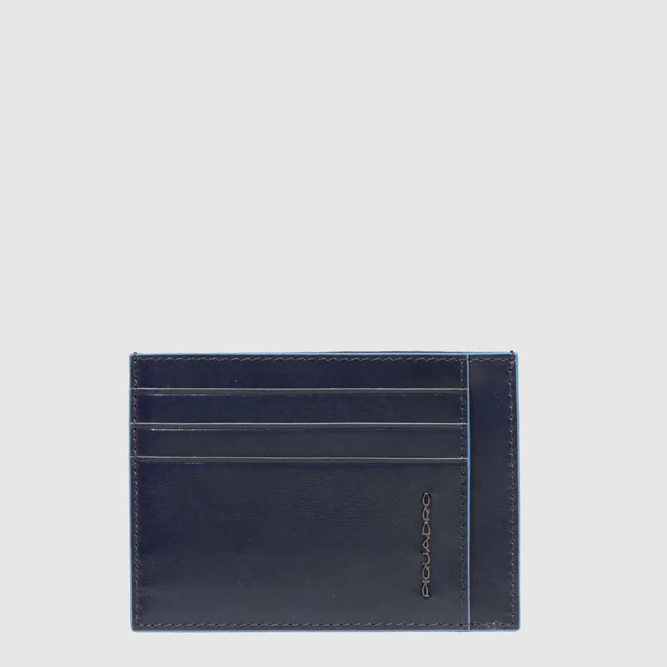 Piquadro Black Square Kartenetui Schwarz Flach Leder RFID