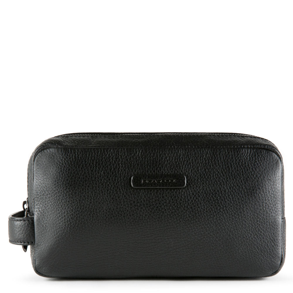 Piquadro PQ-Light Beautycase Leder Herren Schwarz 2 Fächer