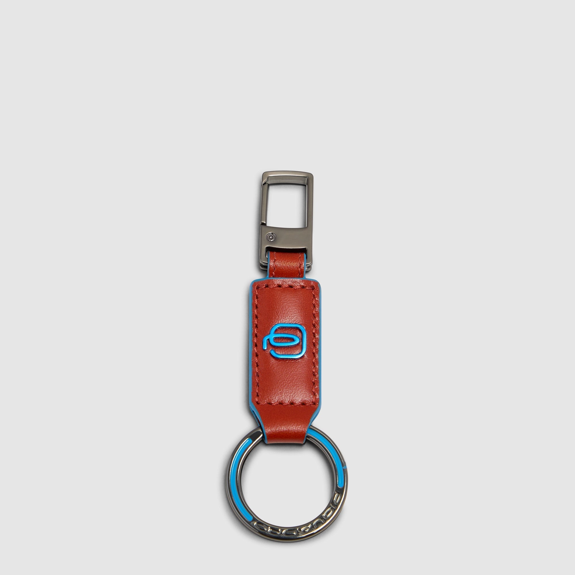 Piquadro Blue Square Karabiner Schlüsselanhänger Blau Leder