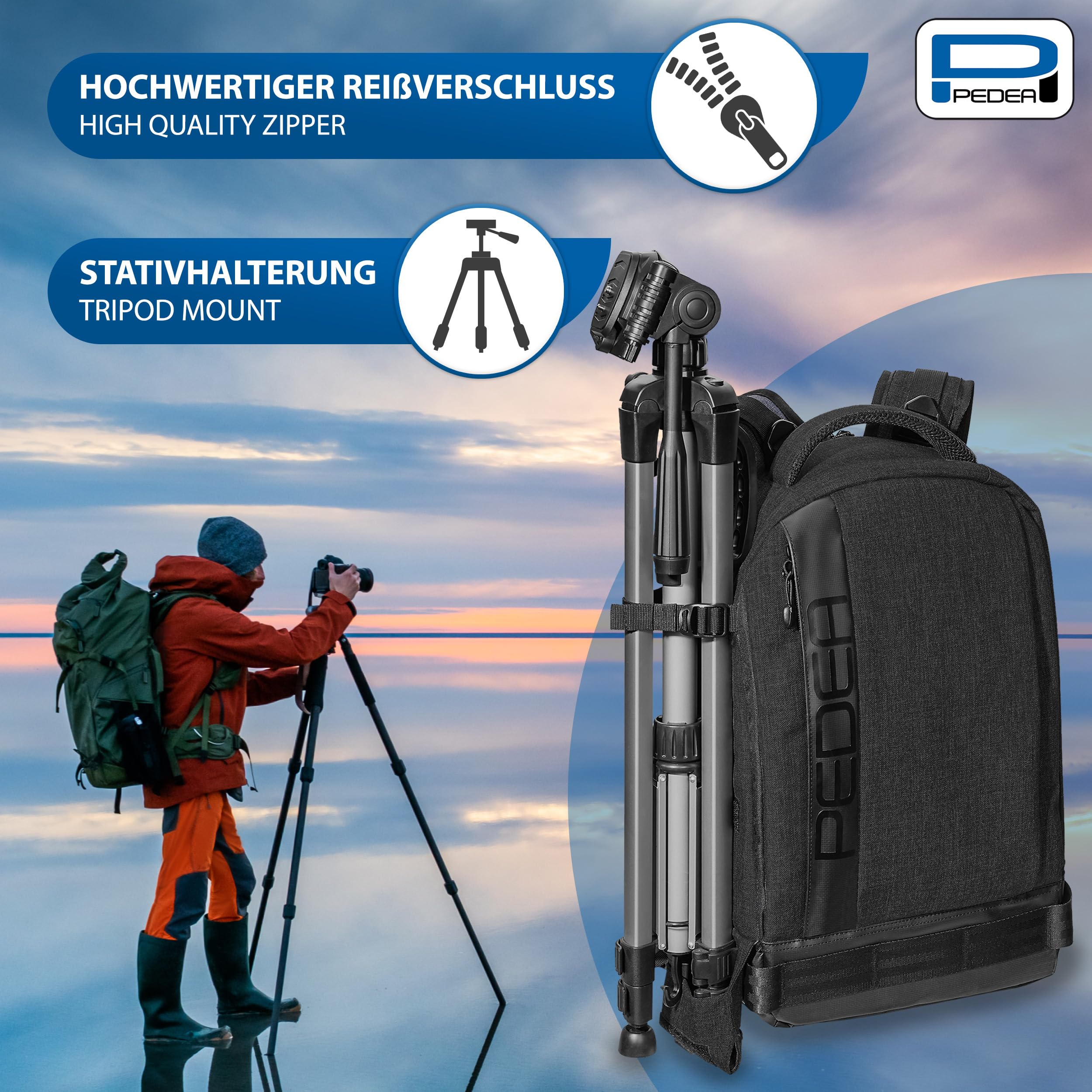 Pedea Fashion Kamerarucksack schwarz Regenschutz