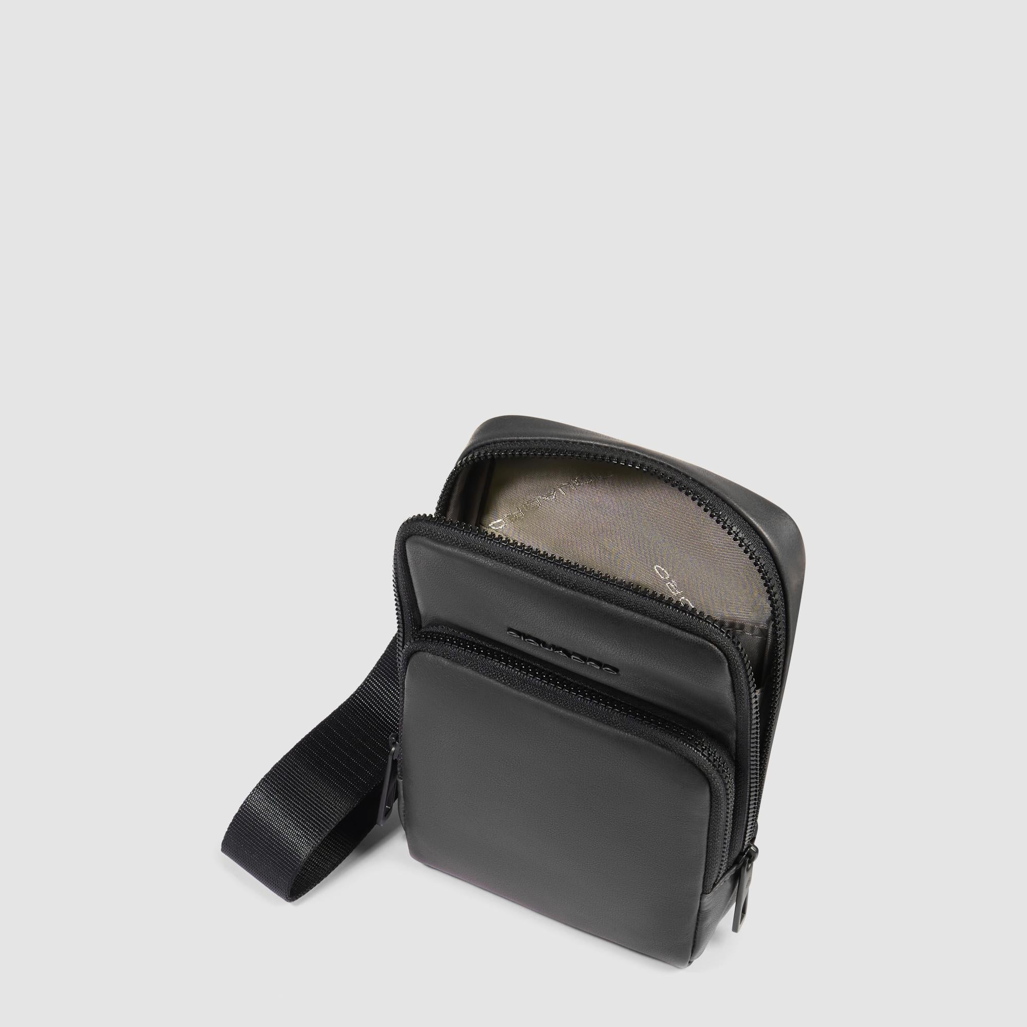 Piquadro Connequ Handytasche Leder Umhängen schwarz Kartenfach