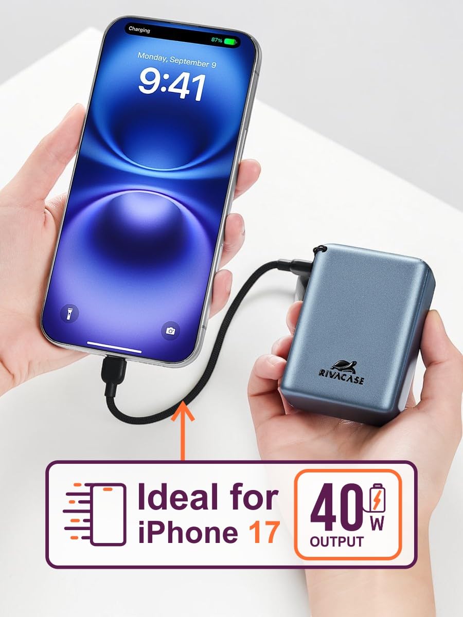 RIVACASE Turbo VA1031 Powerbank 10000 mAh 40W Dunkelgrau
