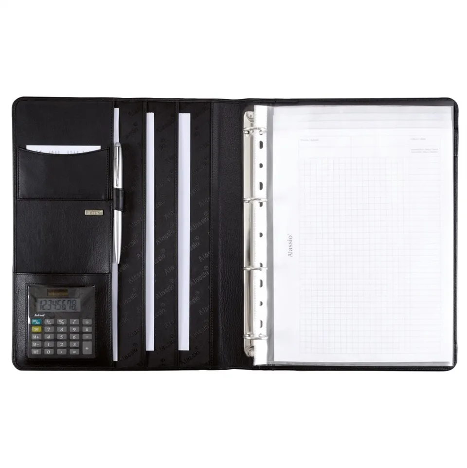 Lightpak Cremona II A4 Ringbuchmappe Schwarz Nappaleder