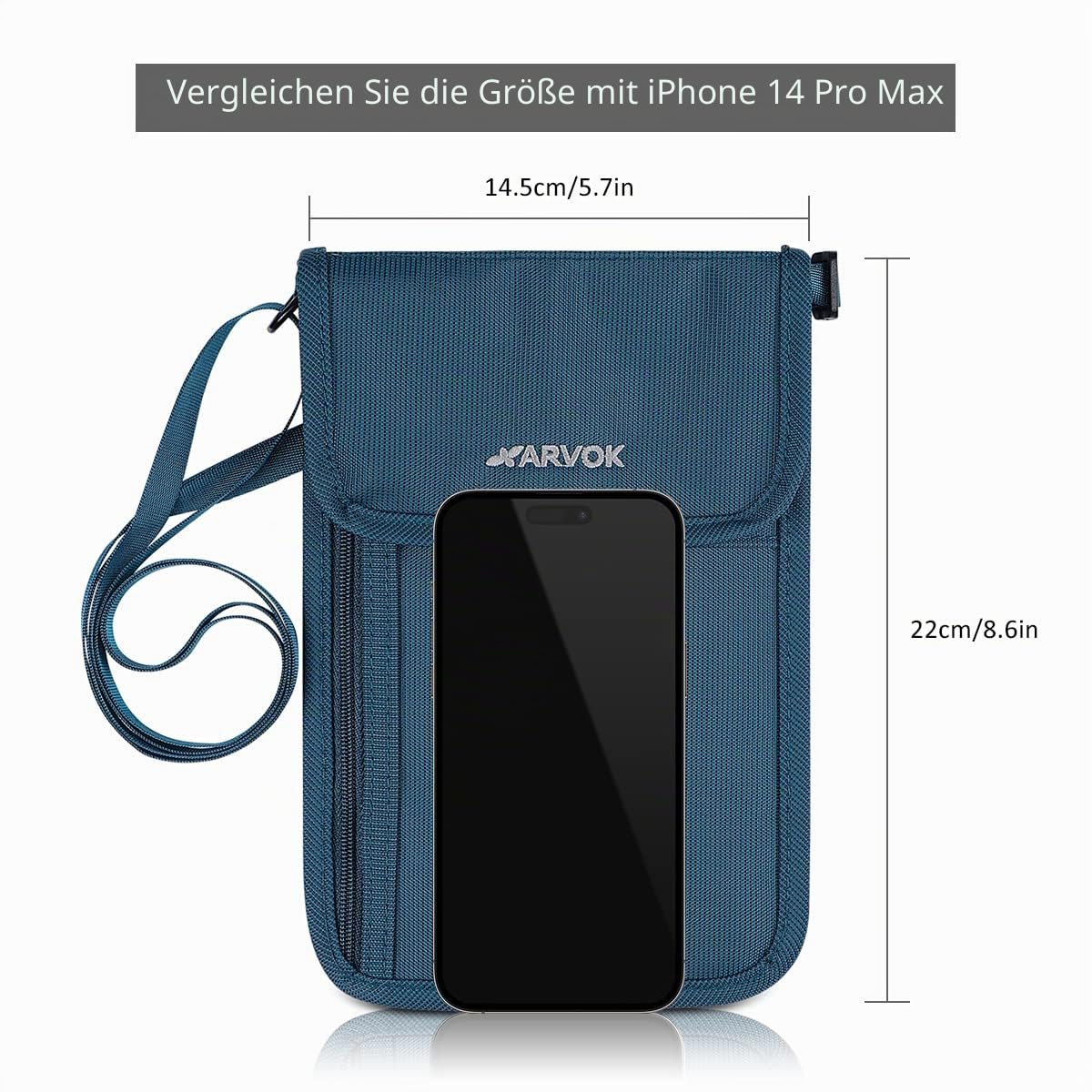 ARVOK Travel Accessories Brusttasche RFID Nylon schwarz