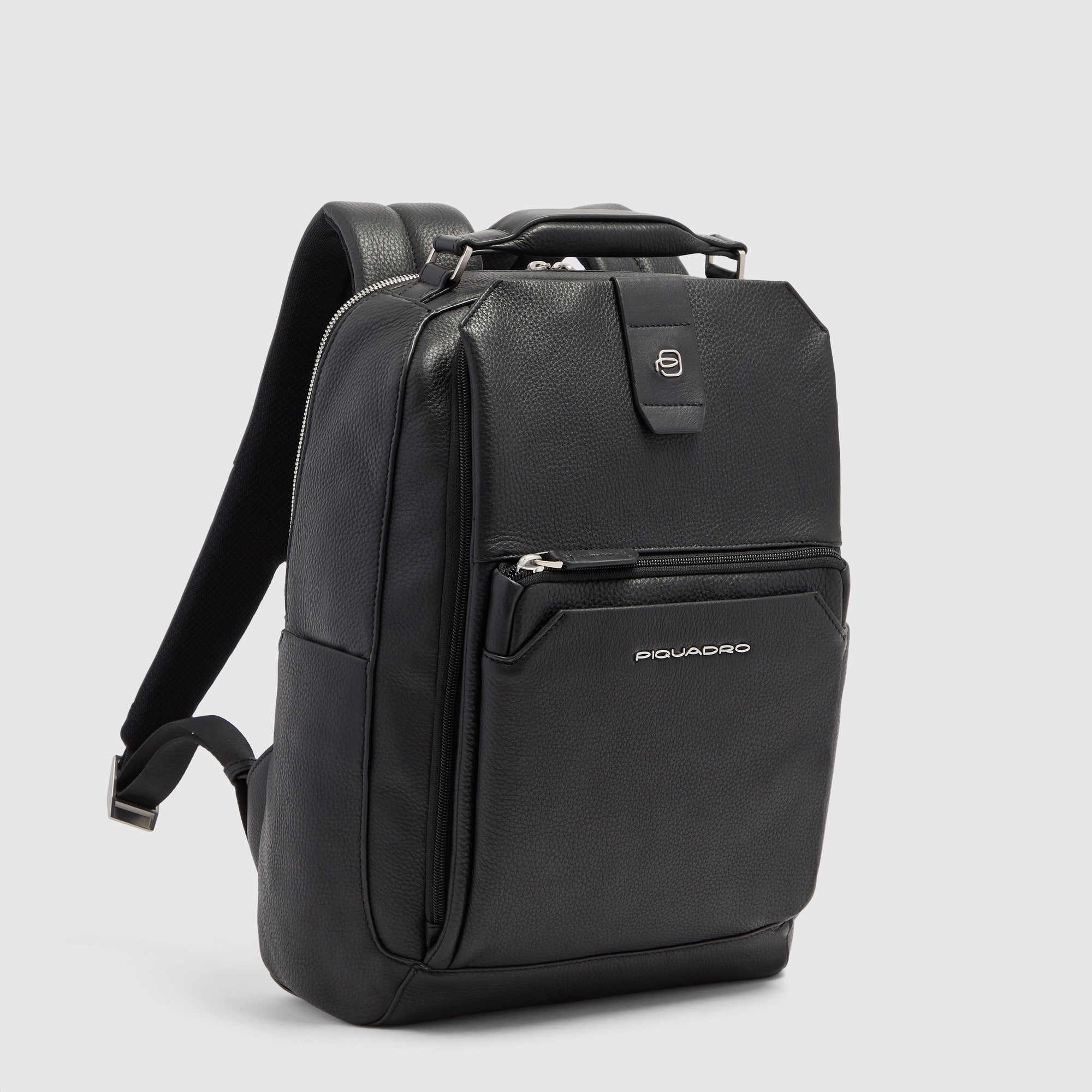 Piquadro Black Square Rucksack Leder 14 Zoll Schwarz