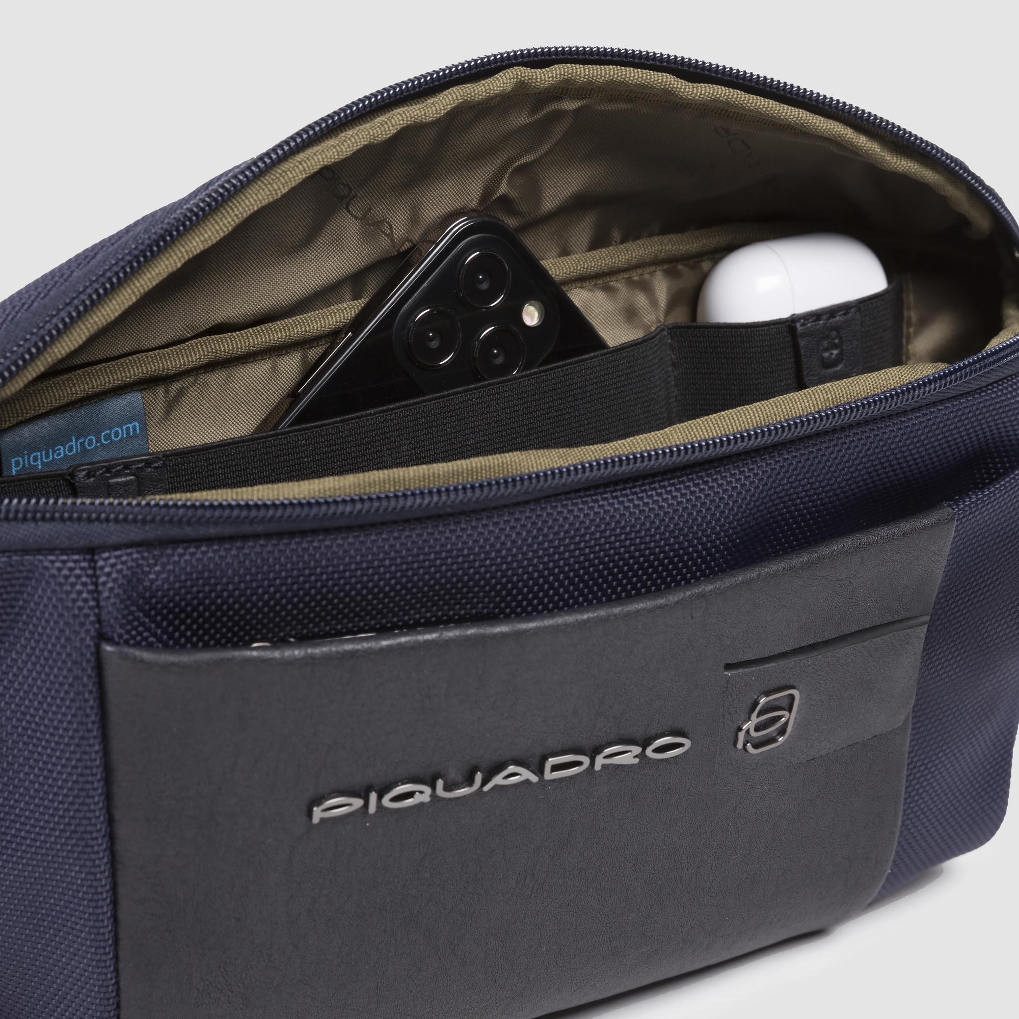 Piquadro Corner 2.0 Bauchtasche Recycling Leder Schwarz