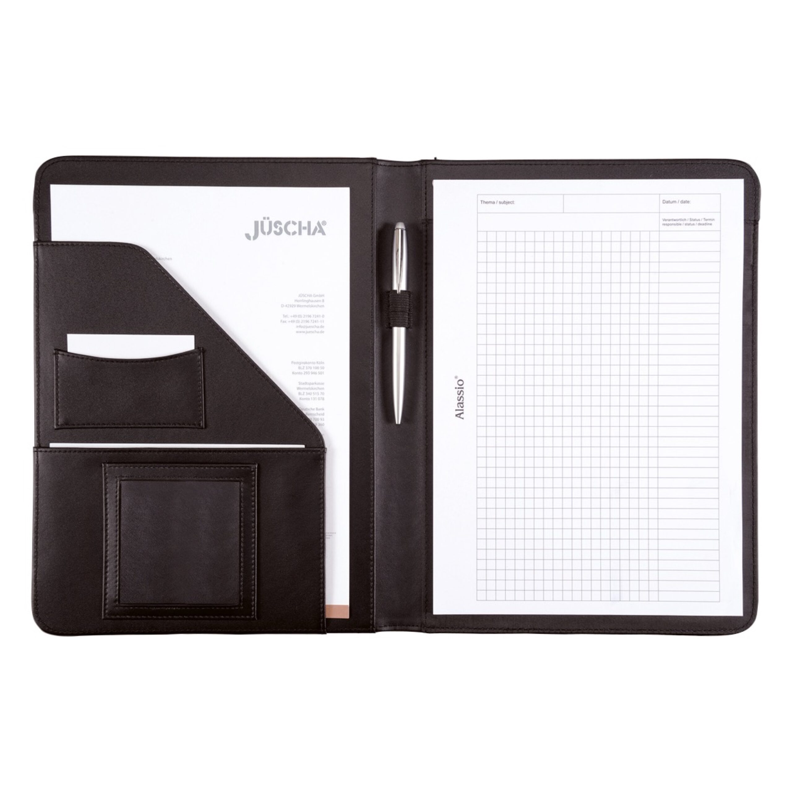 Lightpak Mares Schreibmappe A4 Schwarz Lederimitat Block