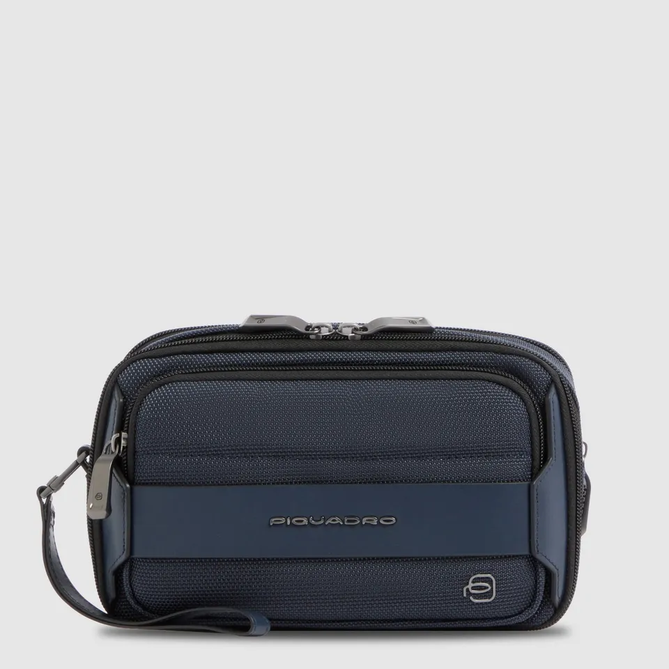 Piquadro Black Square Pochette Herren Stoff Leder
