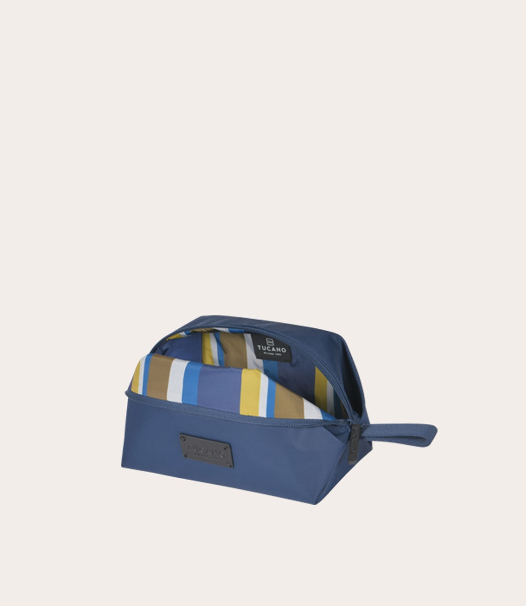 Tucano Fold Beauty Case Blau Recycling-Nylon Leder