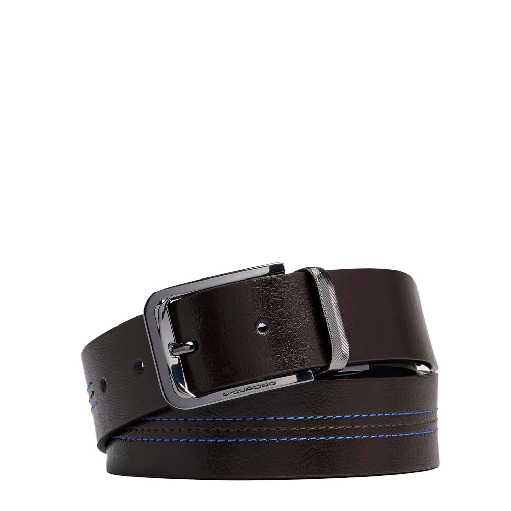 Piquadro Blue Square Gürtel Blau-Schwarz Reversibel Leder
