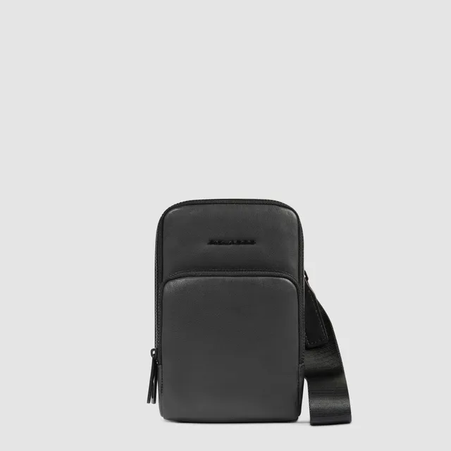 Piquadro Connequ Handytasche Leder Umhängen schwarz Kartenfach