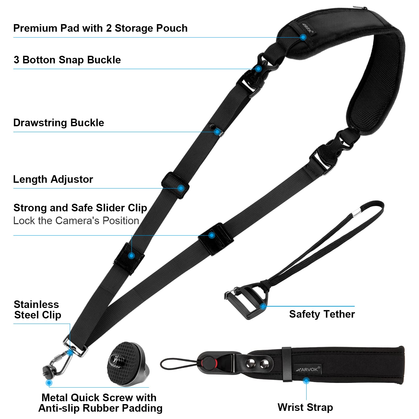 ARVOK Travel Accessories Kameragurt mit Handschlaufe Taschen
