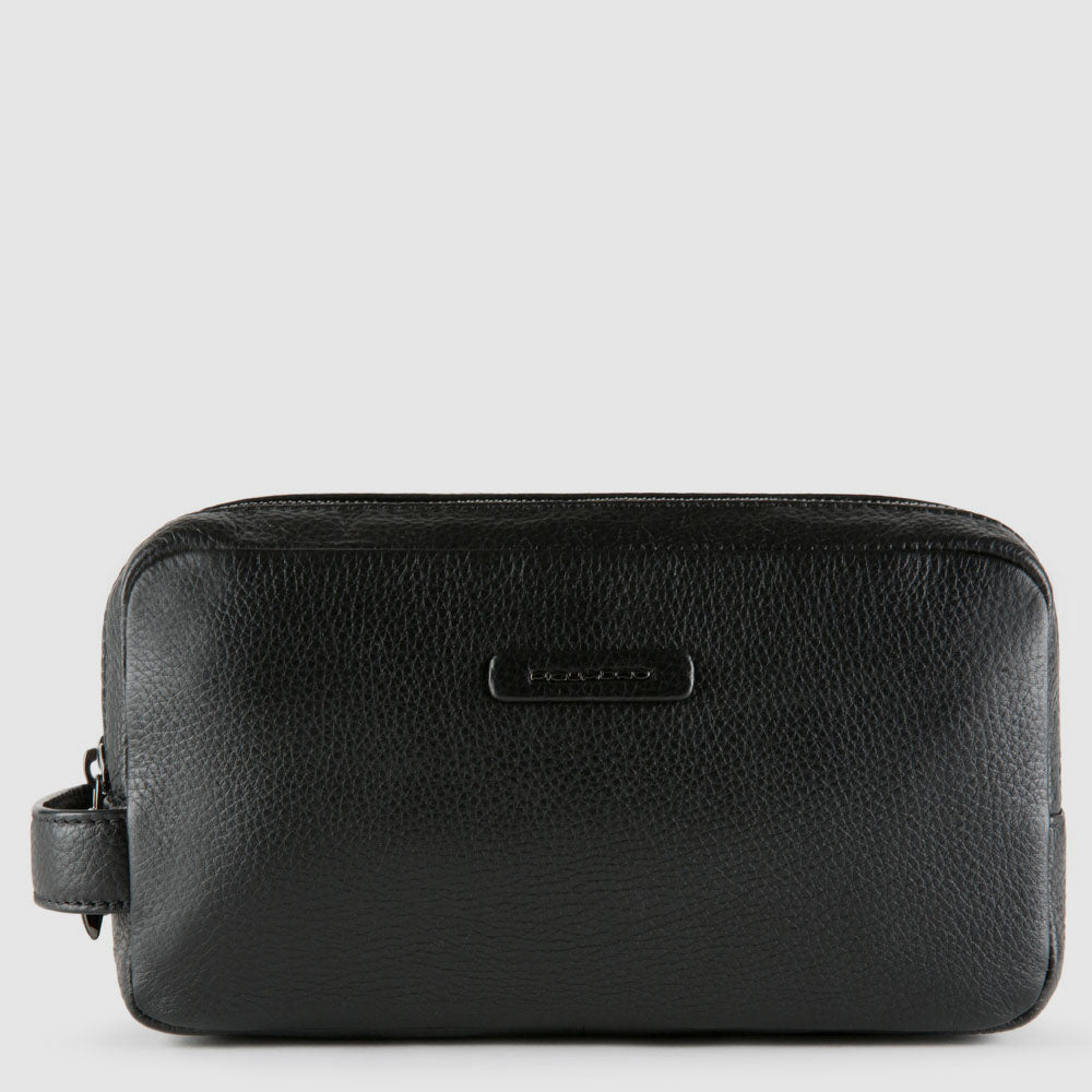 Piquadro PQ-Light Beautycase Leder Herren Schwarz 2 Fächer