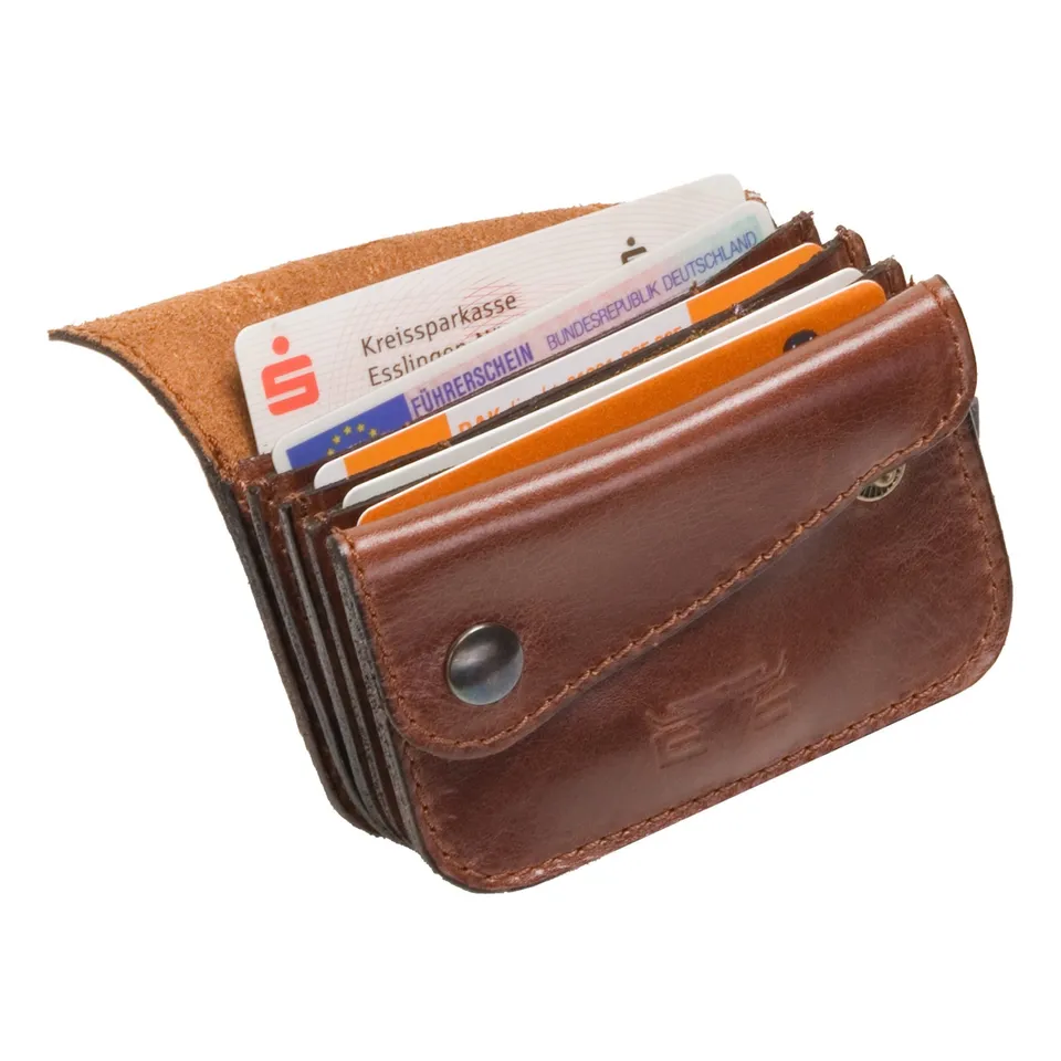 Lightpak Mini Geldbörse Braun Querformat Leder Börse 6 Fächer