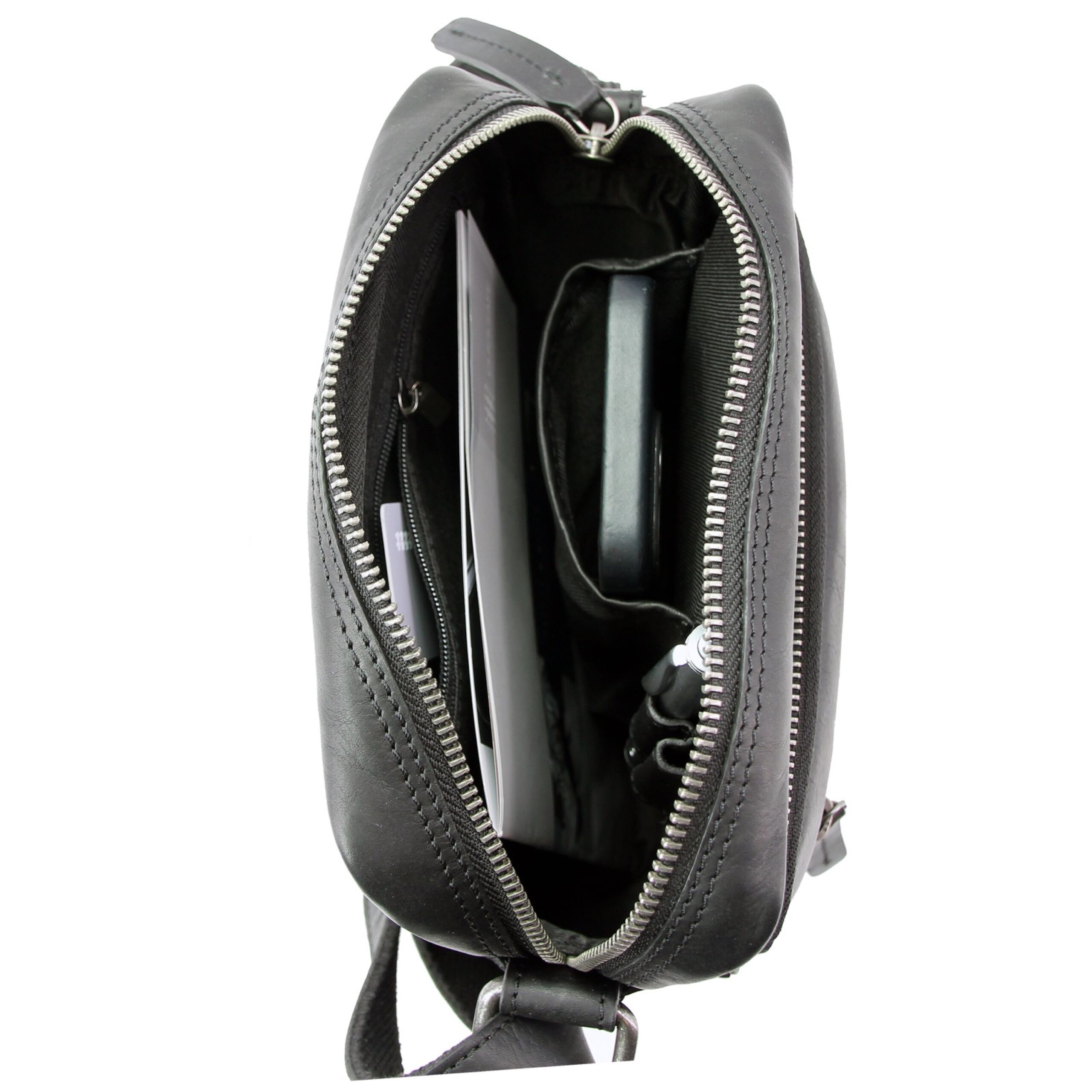 Lightpak PORT Umhängetasche Tasche schwarz Leder 18x25cm