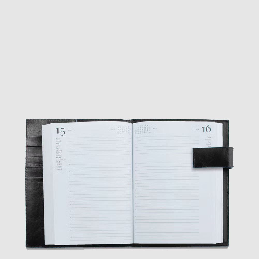 Piquadro Blue Square Agenda Tageskalender Leder Braun Stift