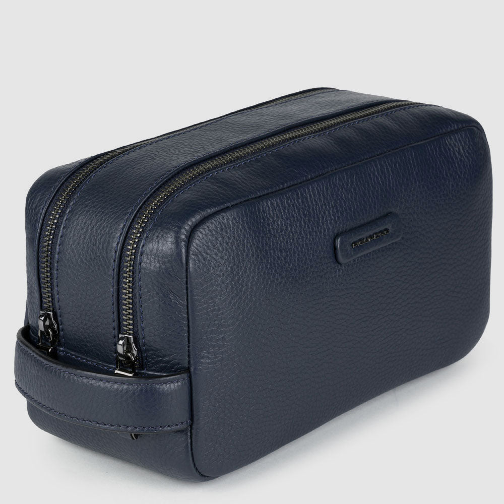 Piquadro PQ-Light Beautycase Leder Herren Schwarz 2 Fächer