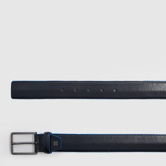 Piquadro Blue Square Herrengürtel Leder Blau Dornschließe