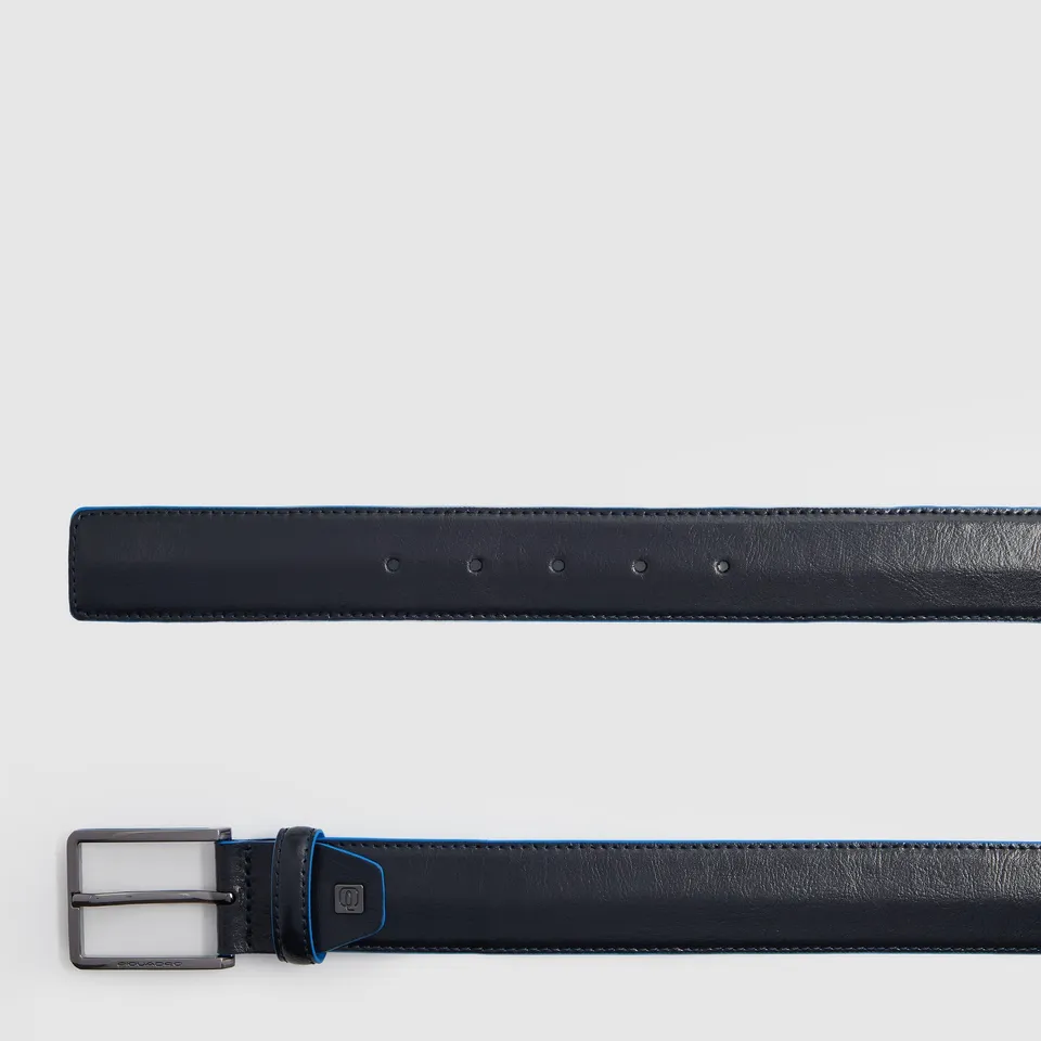 Piquadro Blue Square Herrengürtel Leder Blau Dornschließe