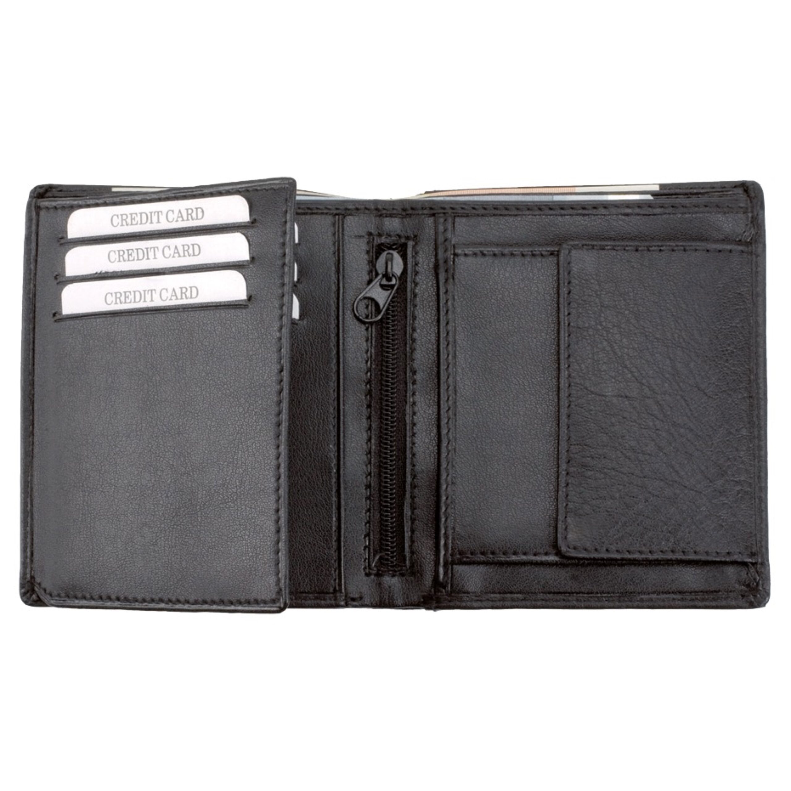 Lightpak Geldbörse Hochformat Schwarz Nappaleder 10,5x9