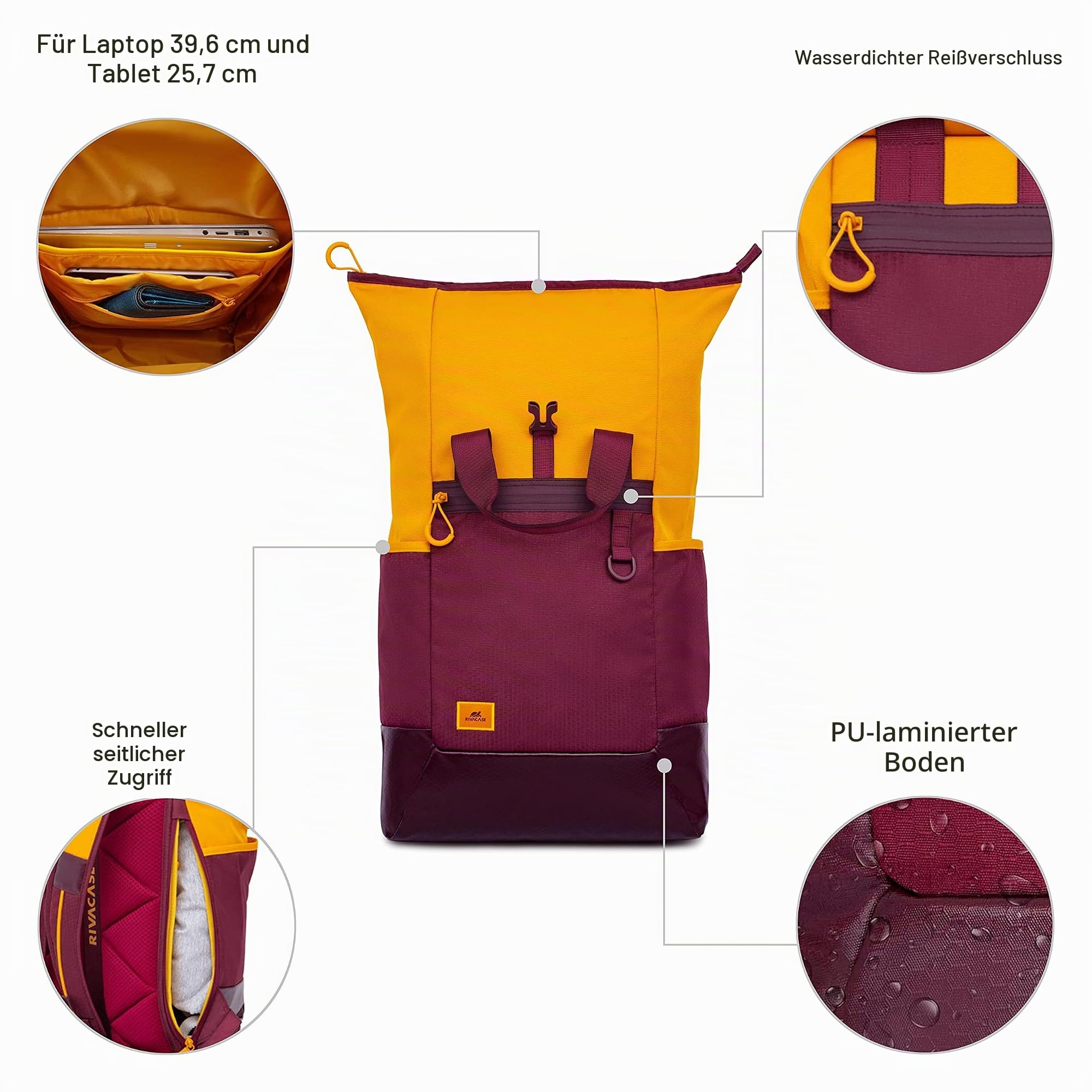 Rivacase Komodo Laptop Rucksack 15,6 Zoll Burgunderrot 25L