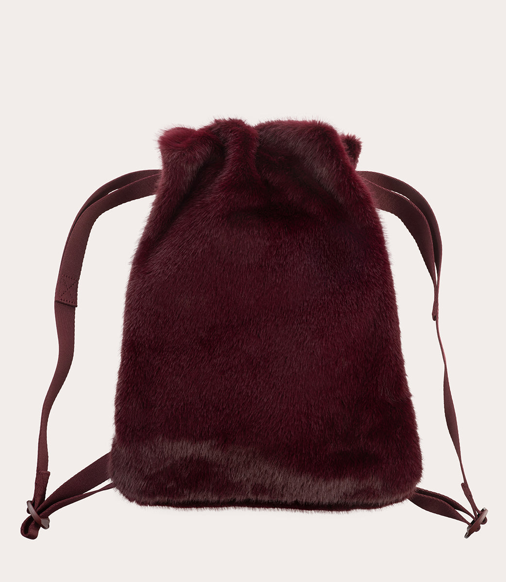 Tucano Nina Fur Rucksack Damen Bordeaux Kunstfell