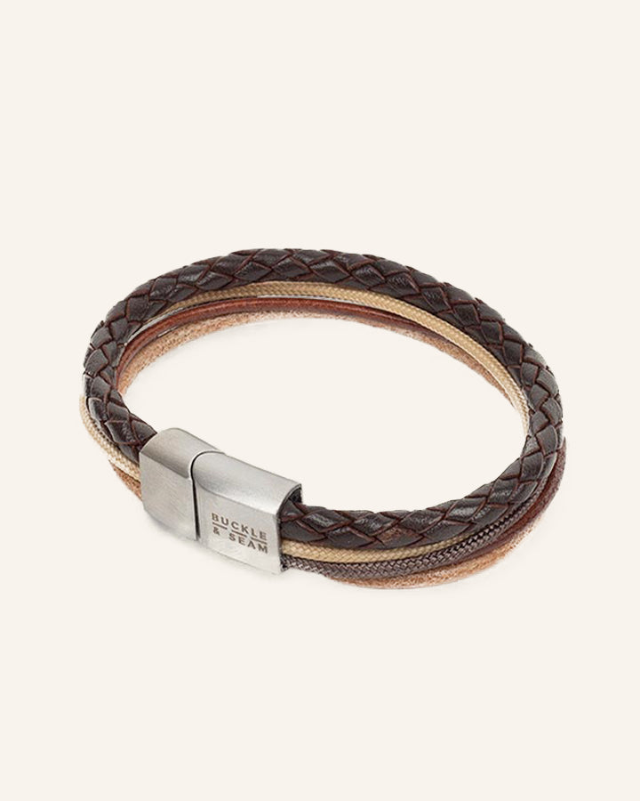 Buckle & Seam Manu Lederarmband braun Gr. M Magnetverschluss