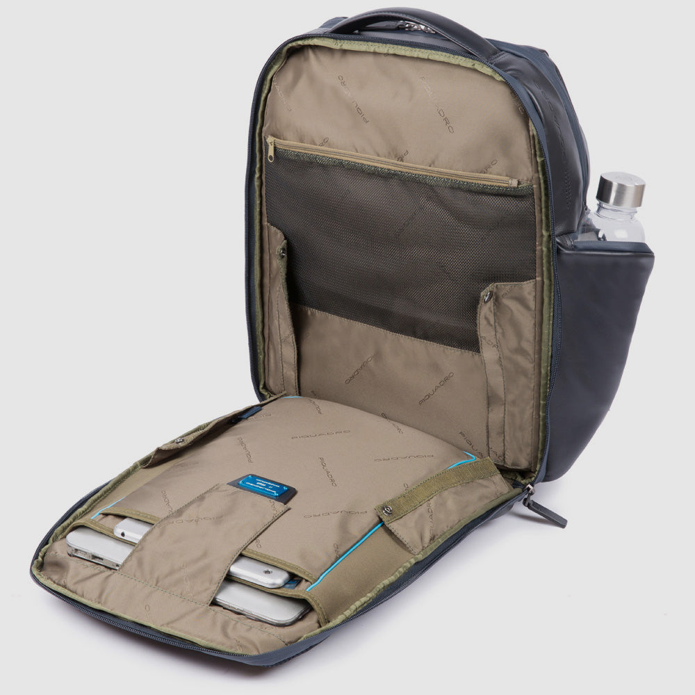 Piquadro Blue Square Rucksack 15,6 Zoll schwarz Leder