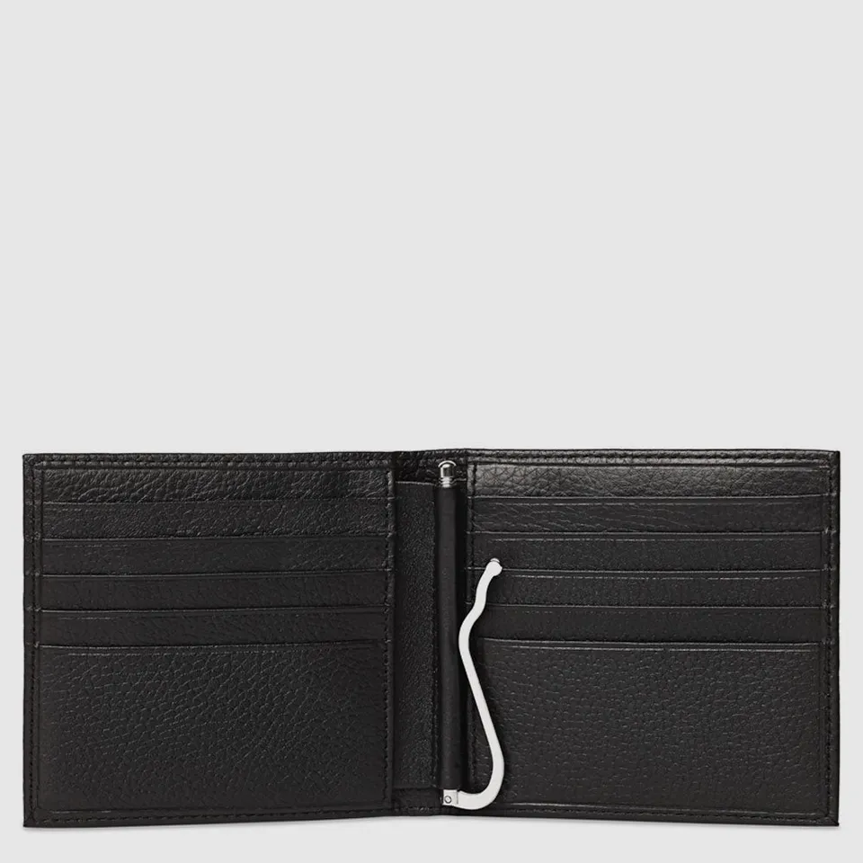 Piquadro Blue Square Herren-Geldbörse Schwarz Leder Dokumentenfach