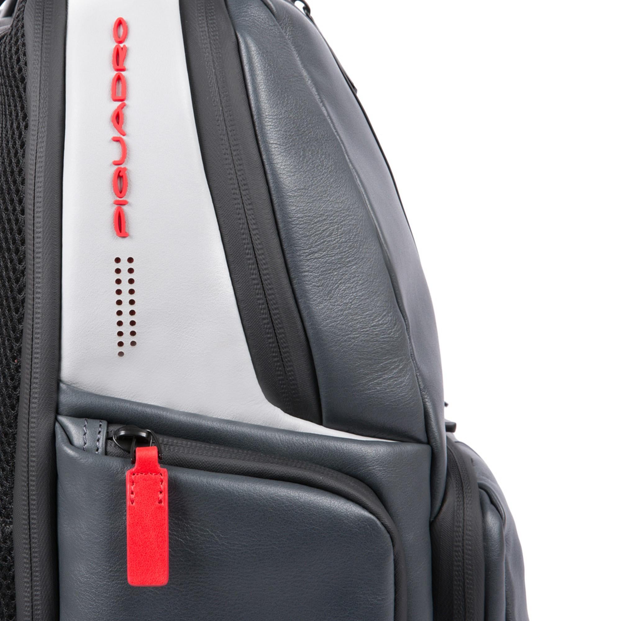 Piquadro Rover Rucksack 15,6 Zoll Leder fast-check schwarz