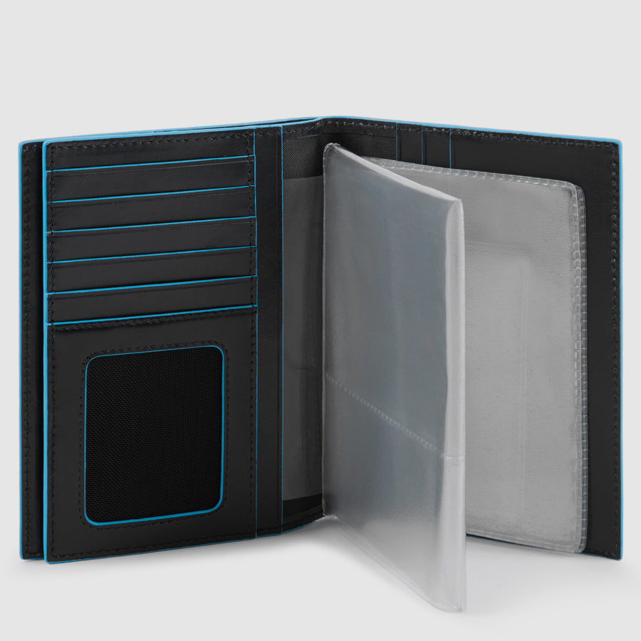 Piquadro Blue Square Reisepassetui Leder Schwarz RFID