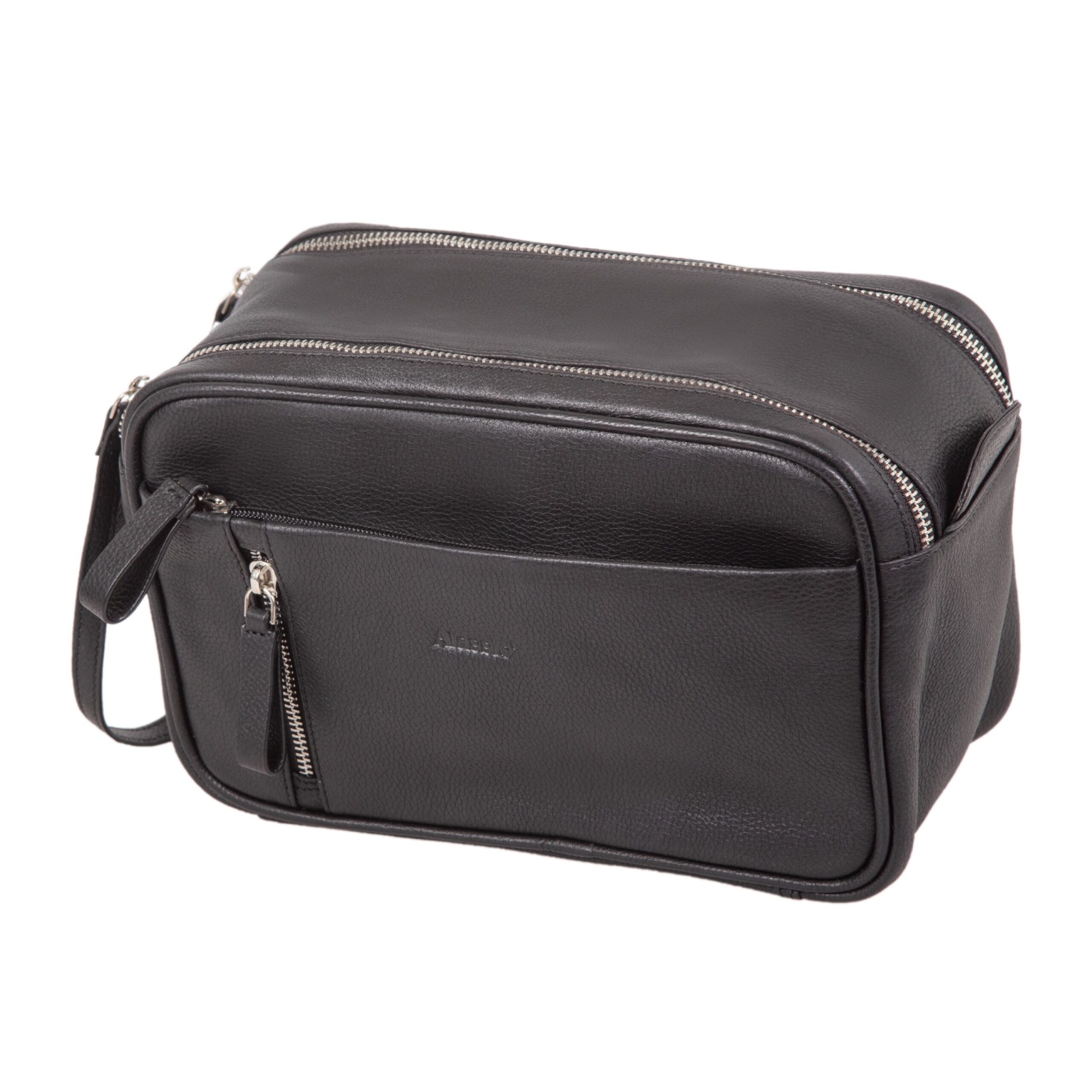 Lightpak Salina Kulturtasche Schwarz Leder Waschtasche