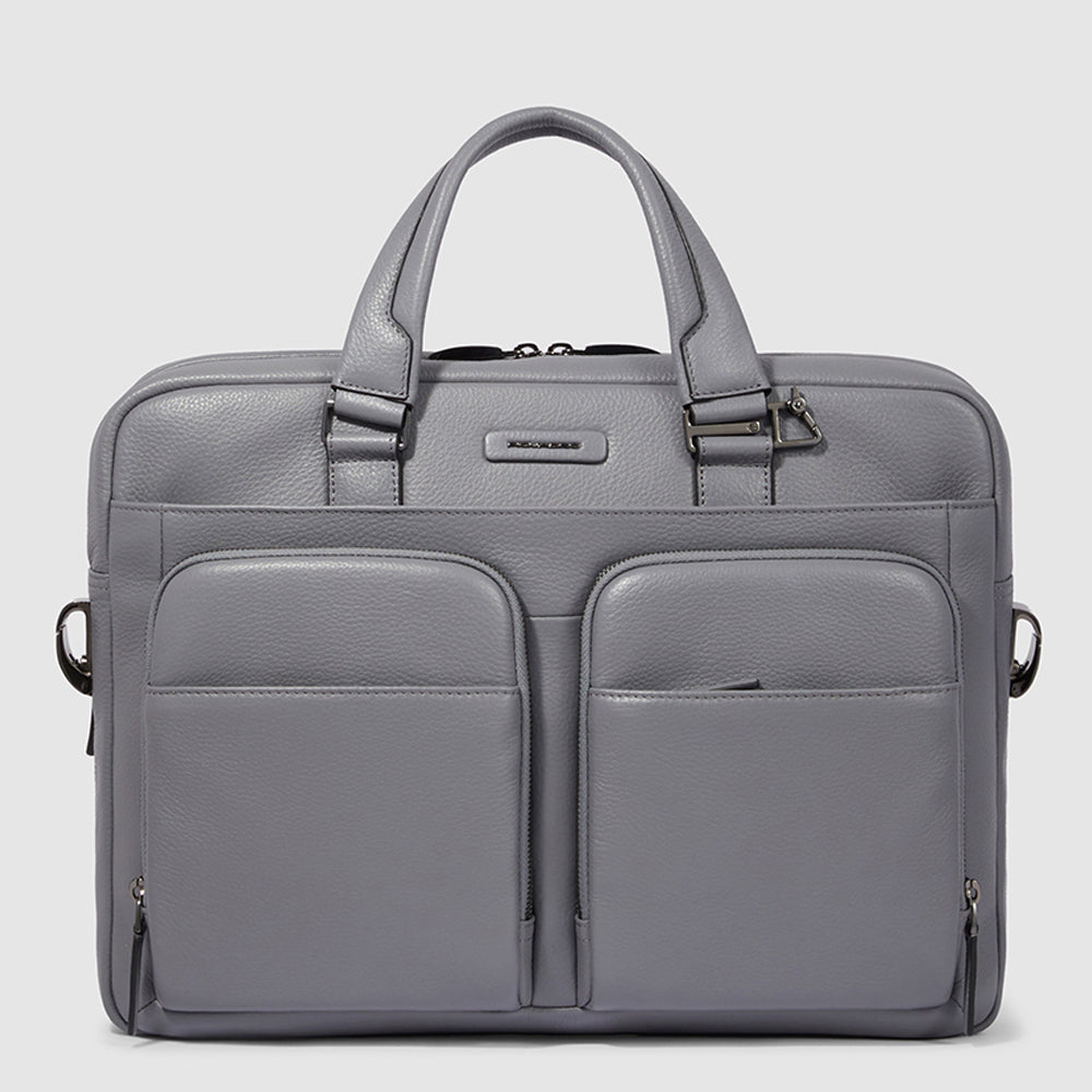 Piquadro Brief Aktentasche 15 Zoll Schwarz Leder Herren