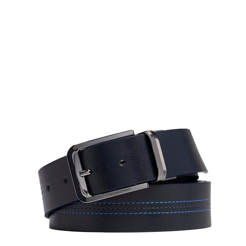 Piquadro Blue Square Gürtel Blau-Schwarz Reversibel Leder