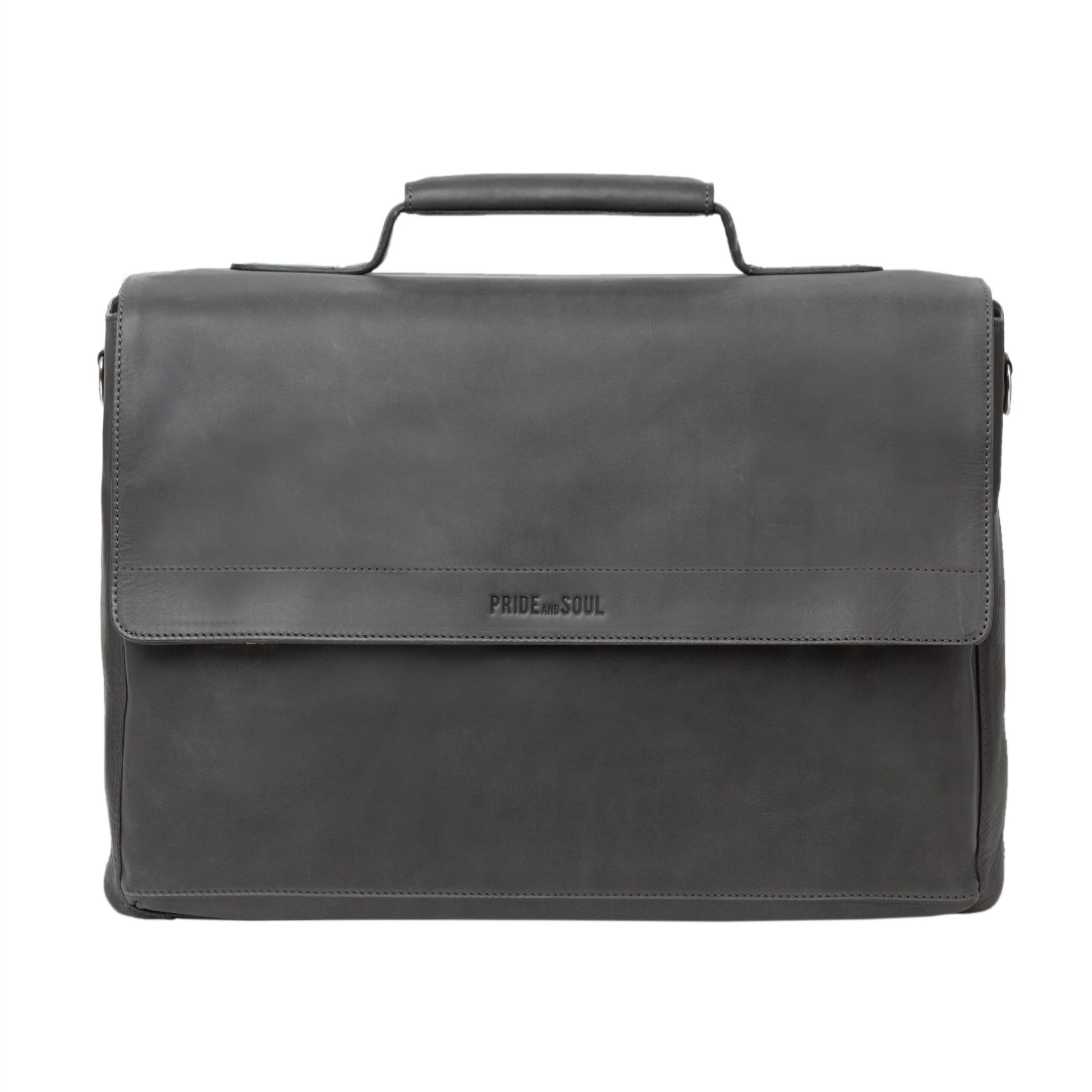 Pride and Soul PERCENT Laptoptasche Grau Leder Laptopfach