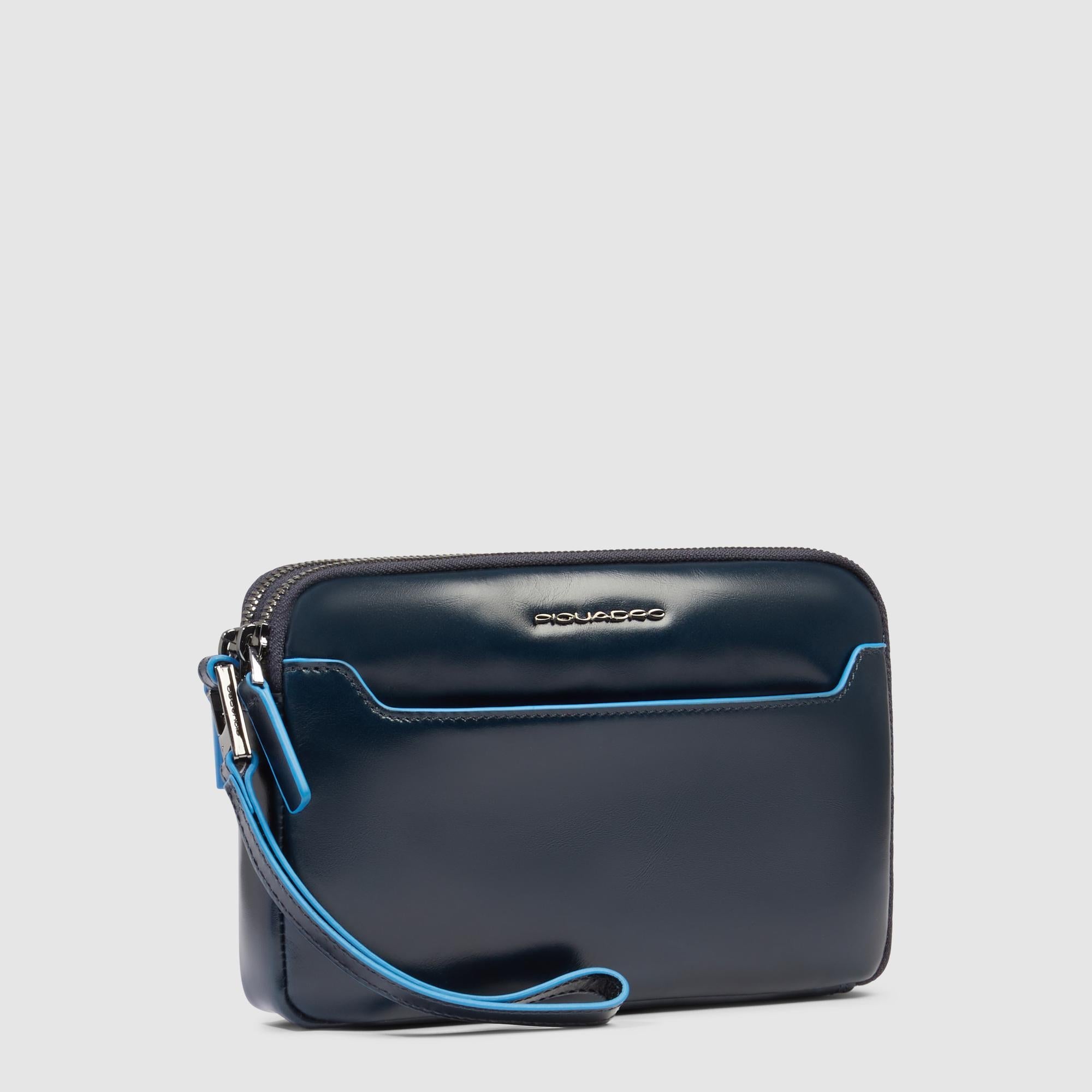 Piquadro Modus Pochette Herren Leder Blau 3 Fächer RFID